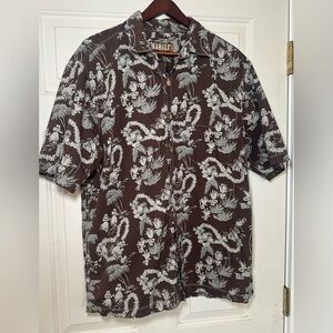 Kahala Hawaiian Shirt Men Hula Dancer‎ Print Short Sleeve Button Up Cotton.
